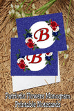 Patriotic Flowers Monogram Notecard Printable