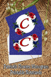 Patriotic Flowers Monogram Notecard Printable