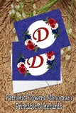 Patriotic Flowers Monogram Notecard Printable