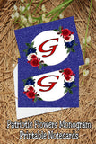 Patriotic Flowers Monogram Notecard Printable