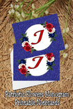 Patriotic Flowers Monogram Notecard Printable