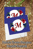 Patriotic Flowers Monogram Notecard Printable