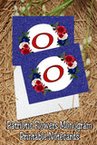 Patriotic Flowers Monogram Notecard Printable