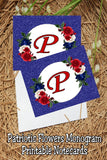 Patriotic Flowers Monogram Notecard Printable