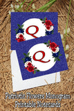 Patriotic Flowers Monogram Notecard Printable