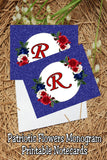 Patriotic Flowers Monogram Notecard Printable