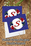 Patriotic Flowers Monogram Notecard Printable