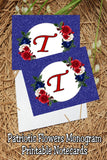 Patriotic Flowers Monogram Notecard Printable