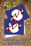 Patriotic Flowers Monogram Notecard Printable