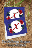 Patriotic Flowers Monogram Notecard Printable