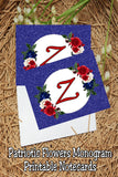 Patriotic Flowers Monogram Notecard Printable