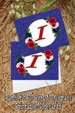 Patriotic Flowers Monogram Notecard Printable