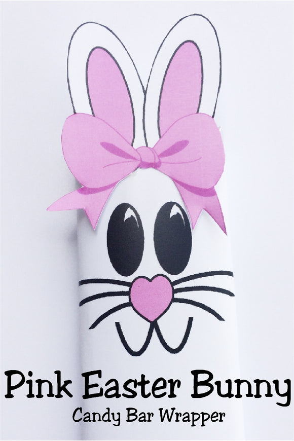 Celebrate Easter with some one you love by giving them this cute pink Easter bunny candy bar.  This candy bar is the perfect addition to an Easter basket or class party.
