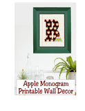 School Apple Monogram Printable Wall Decor