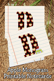 Apple Monogram Notecard Printable