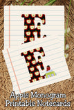 Apple Monogram Notecard Printable