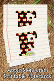 Apple Monogram Notecard Printable