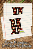 Apple Monogram Notecard Printable