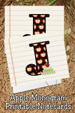 Apple Monogram Notecard Printable