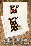 Apple Monogram Notecard Printable