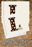 Apple Monogram Notecard Printable