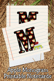 Apple Monogram Notecard Printable