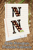 Apple Monogram Notecard Printable