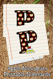 Apple Monogram Notecard Printable