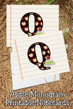 Apple Monogram Notecard Printable