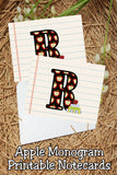 Apple Monogram Notecard Printable