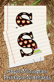 Apple Monogram Notecard Printable