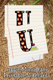 Apple Monogram Notecard Printable
