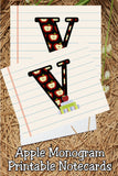 Apple Monogram Notecard Printable