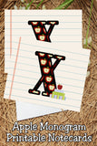 Apple Monogram Notecard Printable