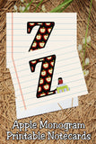 Apple Monogram Notecard Printable