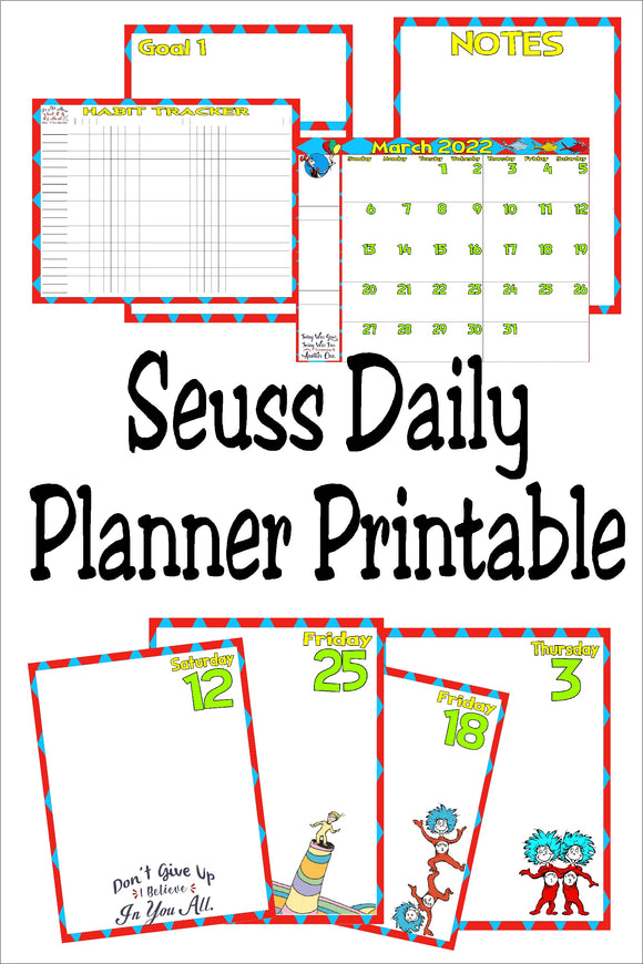 Dr Seuss Month Planner Printable