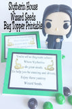 Show your house pride with these Slytherin house Wizard Seeds. These printable bag toppers are perfect for a Harry Potter party and are a unique and fun party favor.