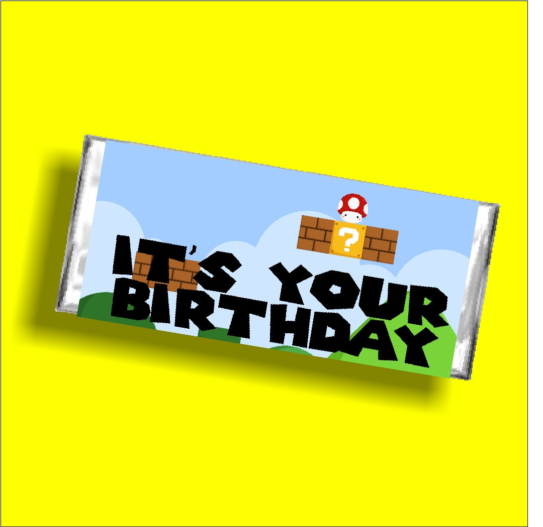 Super Mario Birthday Candy Bar Wrapper