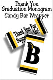 Black and Gold Graduation Monogram Thank You Candy Bar Wrapper Printable