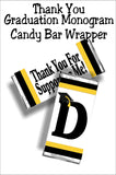 Black and Gold Graduation Monogram Thank You Candy Bar Wrapper Printable