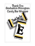 Black and Gold Graduation Monogram Thank You Candy Bar Wrapper Printable