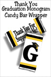 Black and Gold Graduation Monogram Thank You Candy Bar Wrapper Printable