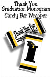 Black and Gold Graduation Monogram Thank You Candy Bar Wrapper Printable