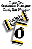 Black and Gold Graduation Monogram Thank You Candy Bar Wrapper Printable