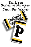 Black and Gold Graduation Monogram Thank You Candy Bar Wrapper Printable