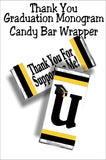 Black and Gold Graduation Monogram Thank You Candy Bar Wrapper Printable