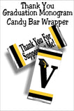 Black and Gold Graduation Monogram Thank You Candy Bar Wrapper Printable