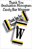 Black and Gold Graduation Monogram Thank You Candy Bar Wrapper Printable