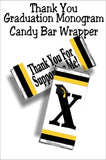 Black and Gold Graduation Monogram Thank You Candy Bar Wrapper Printable