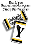 Black and Gold Graduation Monogram Thank You Candy Bar Wrapper Printable